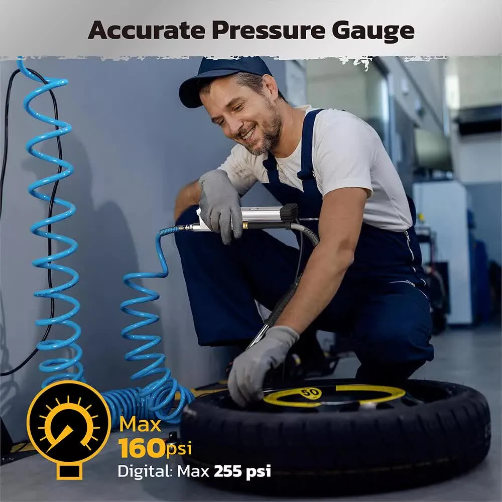 3in1 255PSI Tyre Inflator | Car Motorcycle Air Tire Pressure Gauge | Hose Pump | AU