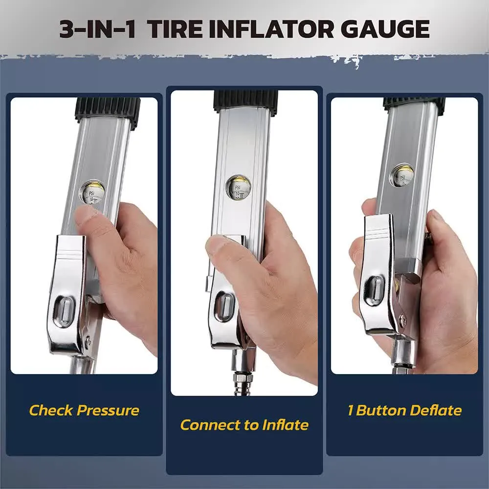 3in1 255PSI Tyre Inflator | Car Motorcycle Air Tire Pressure Gauge | Hose Pump | AU