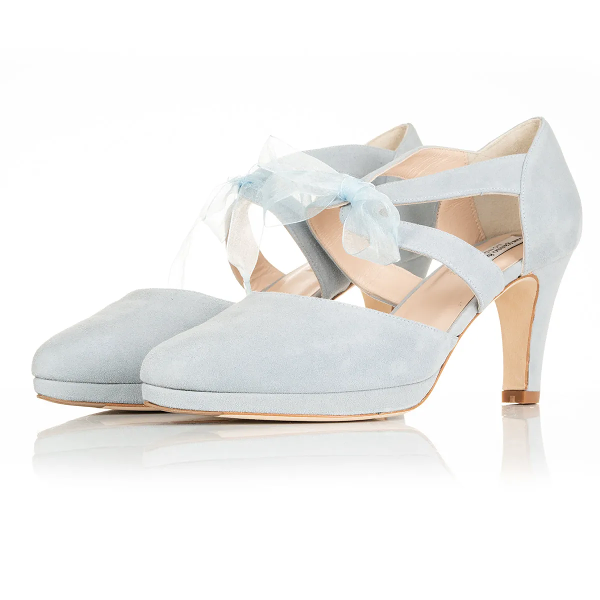 Anya Extra-Wide Fit Platform Heels - Blue Suede