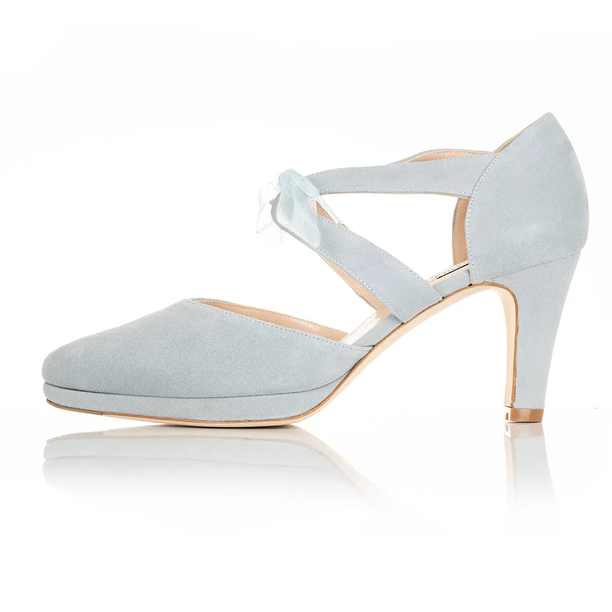 Anya Extra-Wide Fit Platform Heels - Blue Suede
