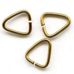 b9-0951-Red brass triangle jump rings. 7x5mm 100 pc bag