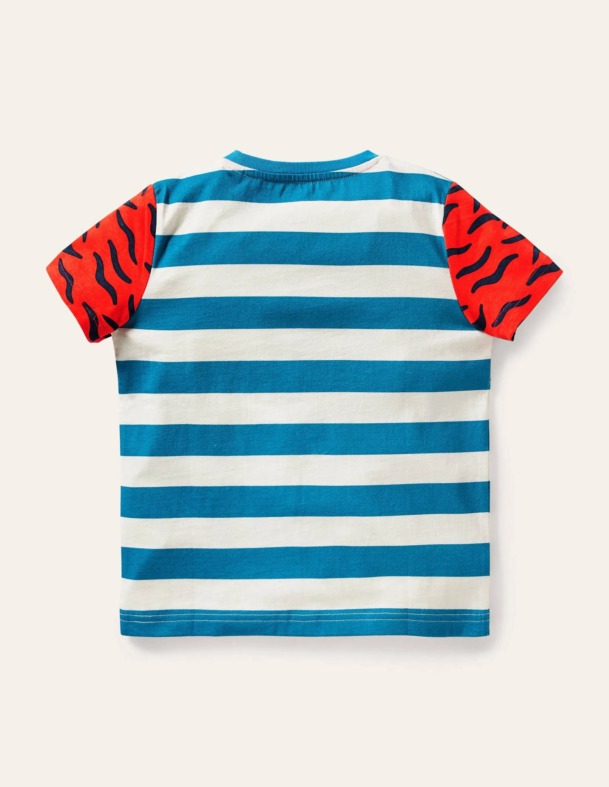 Big Cat Appliqué T-shirt-Moroccan Blue Tigers