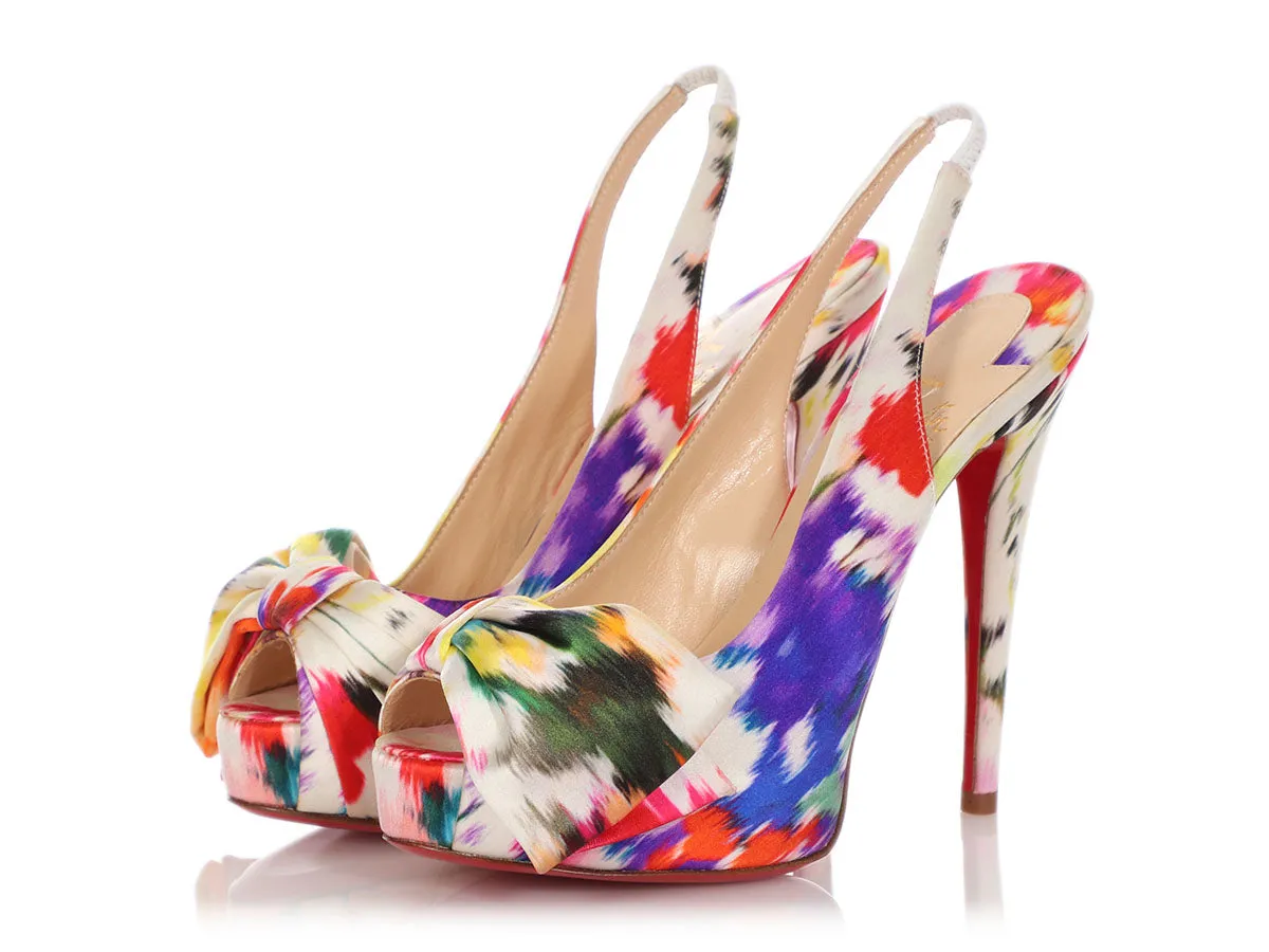 Christian Louboutin Multicolor Satin Vendôme Sling Nodo 120 Pumps