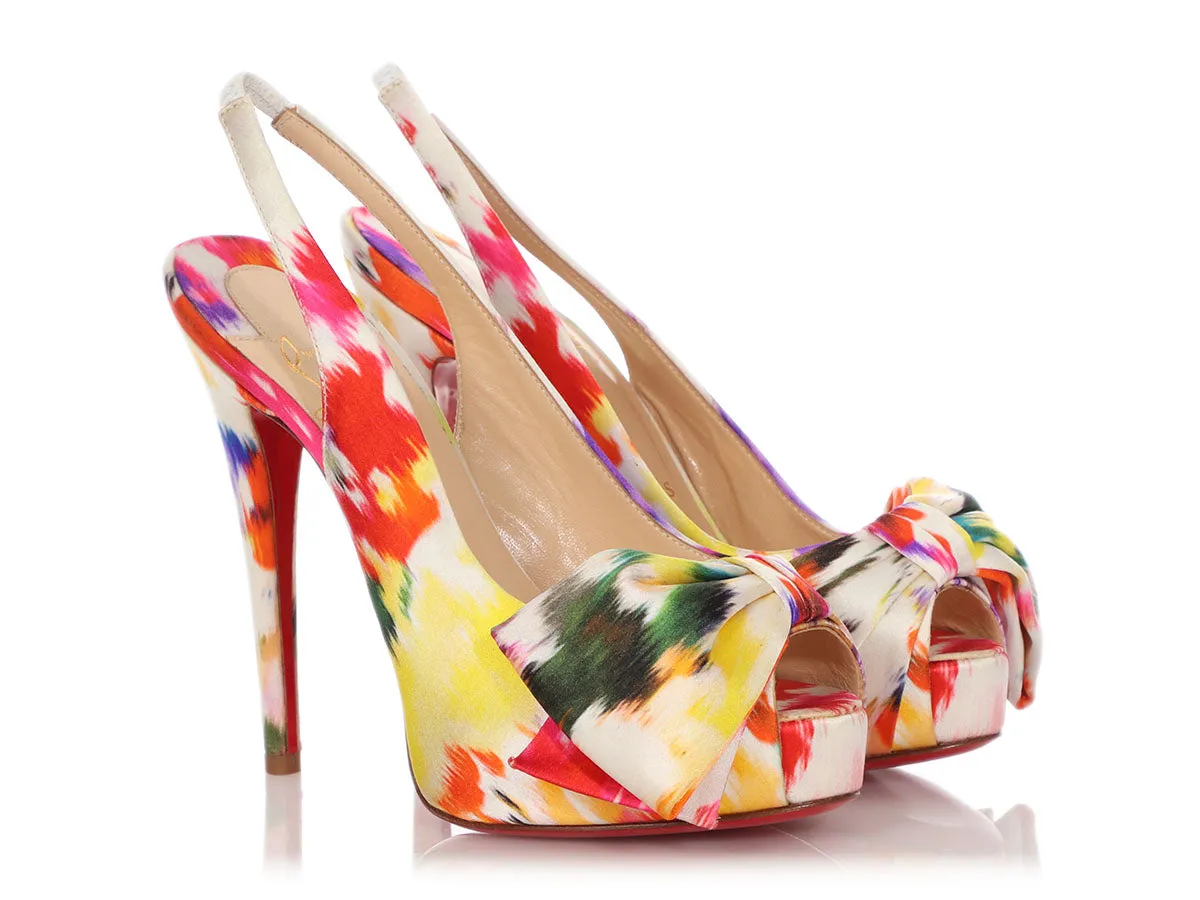 Christian Louboutin Multicolor Satin Vendôme Sling Nodo 120 Pumps