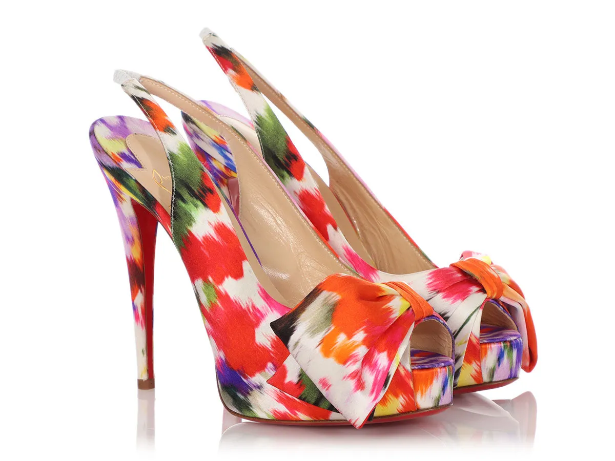 Christian Louboutin Multicolor Satin Vendôme Sling Nodo 120 Pumps