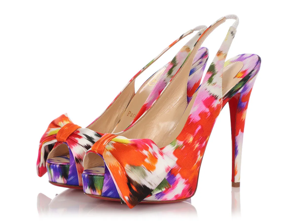 Christian Louboutin Multicolor Satin Vendôme Sling Nodo 120 Pumps