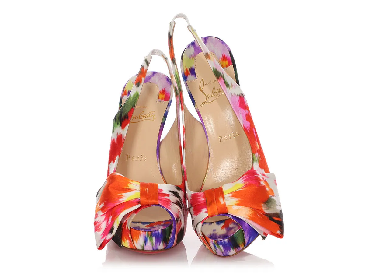 Christian Louboutin Multicolor Satin Vendôme Sling Nodo 120 Pumps