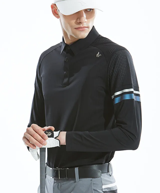 Cooling shoulder punching collar T-Shirt - Black