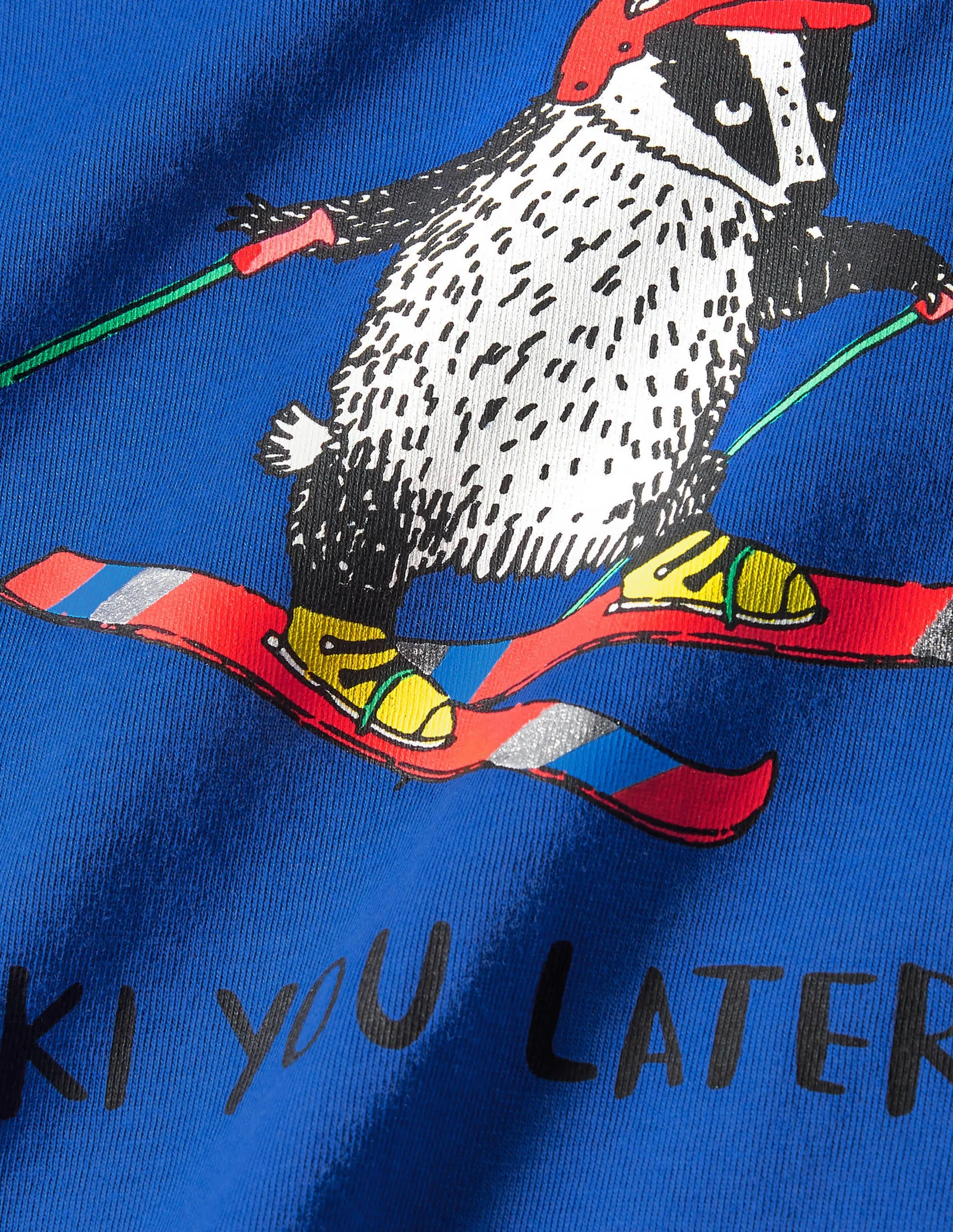 Graphic Animal T-shirt-Brilliant Blue Ski You Later