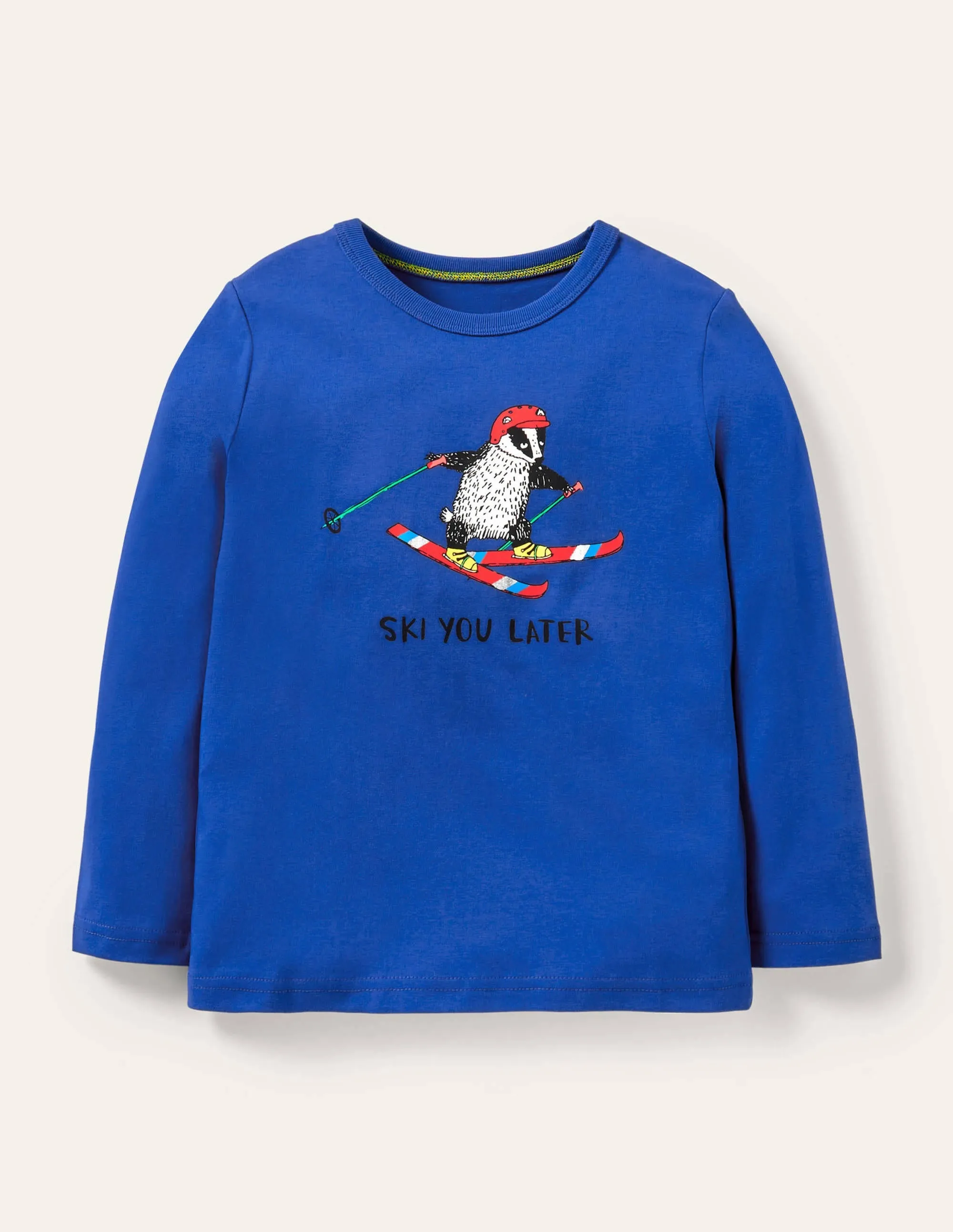 Graphic Animal T-shirt-Brilliant Blue Ski You Later