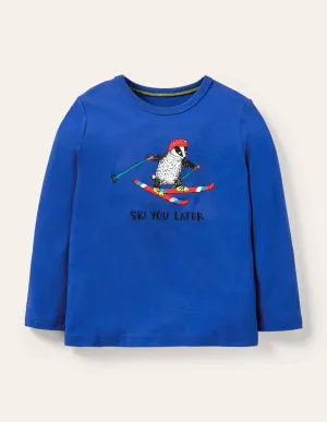 Graphic Animal T-shirt-Brilliant Blue Ski You Later
