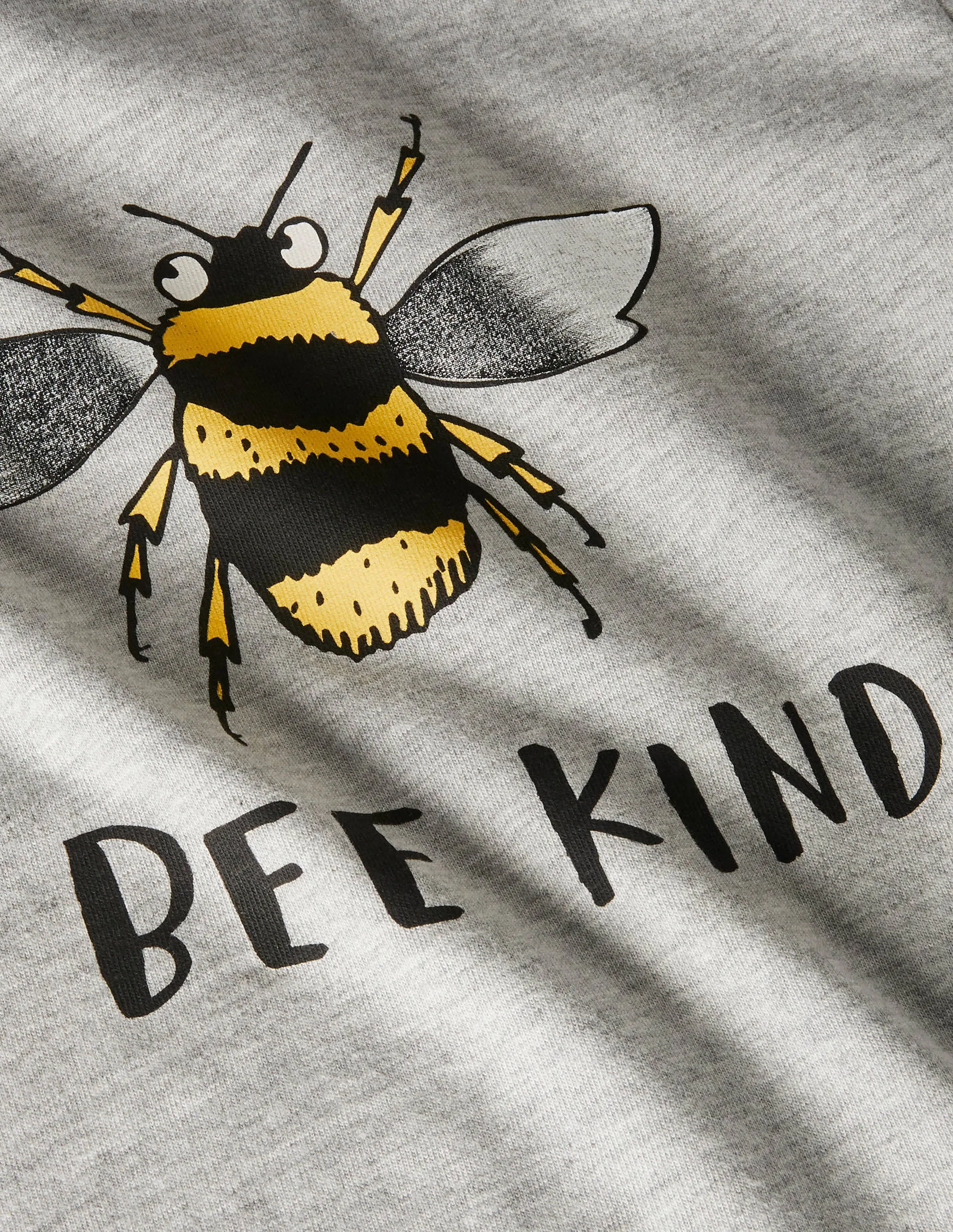 Graphic Animal T-shirt-Grey Marl Bee Kind