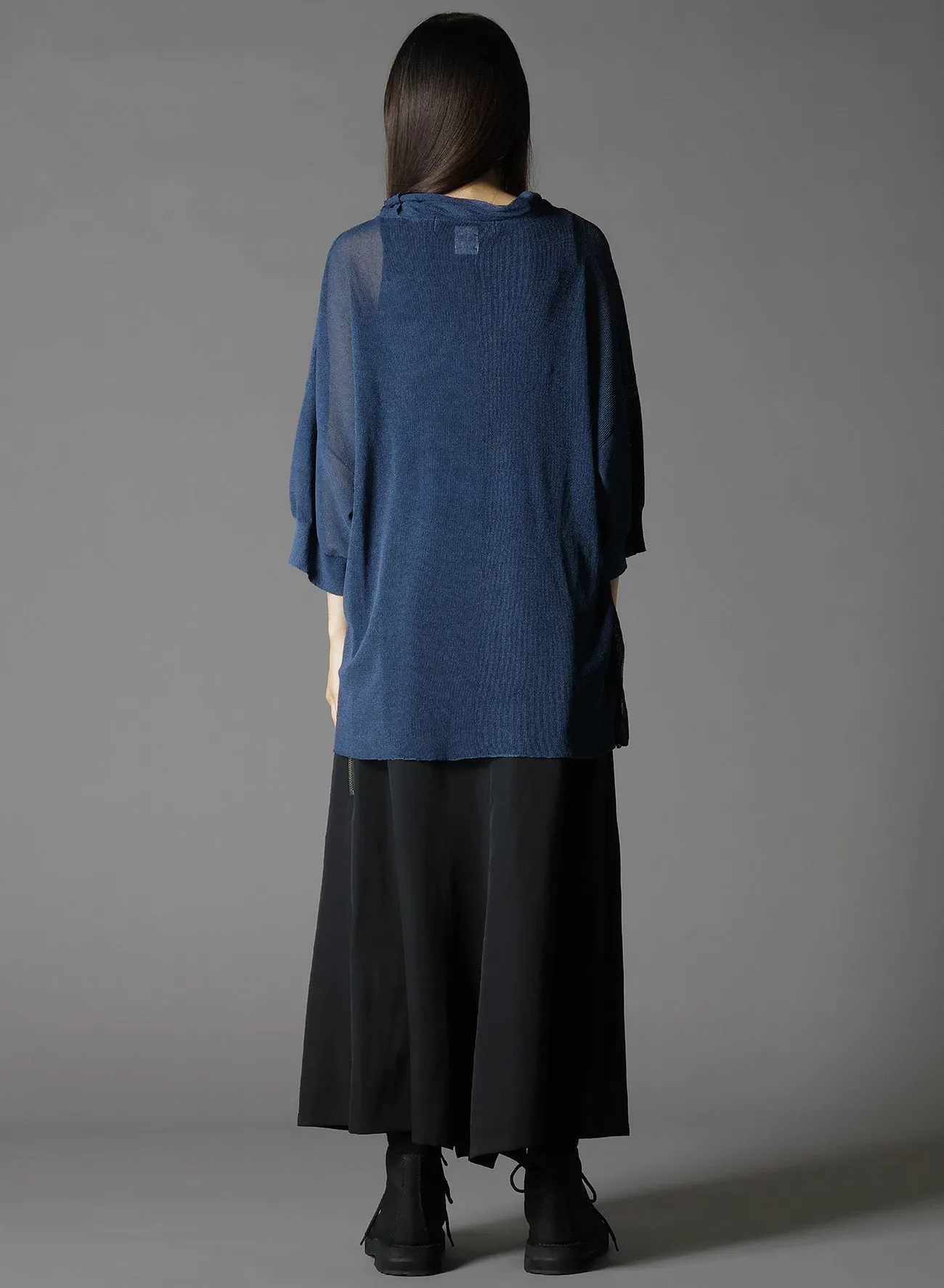 PAPER YARN SHEER HIGH NECK KNIT