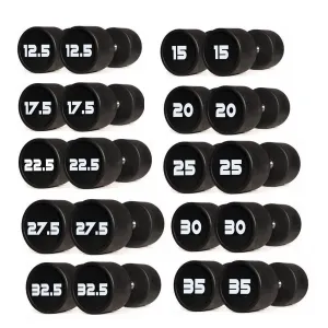 PU Polyurethane Dumbbells Set  12.5kg to 35kg - 10 Pairs (Package)