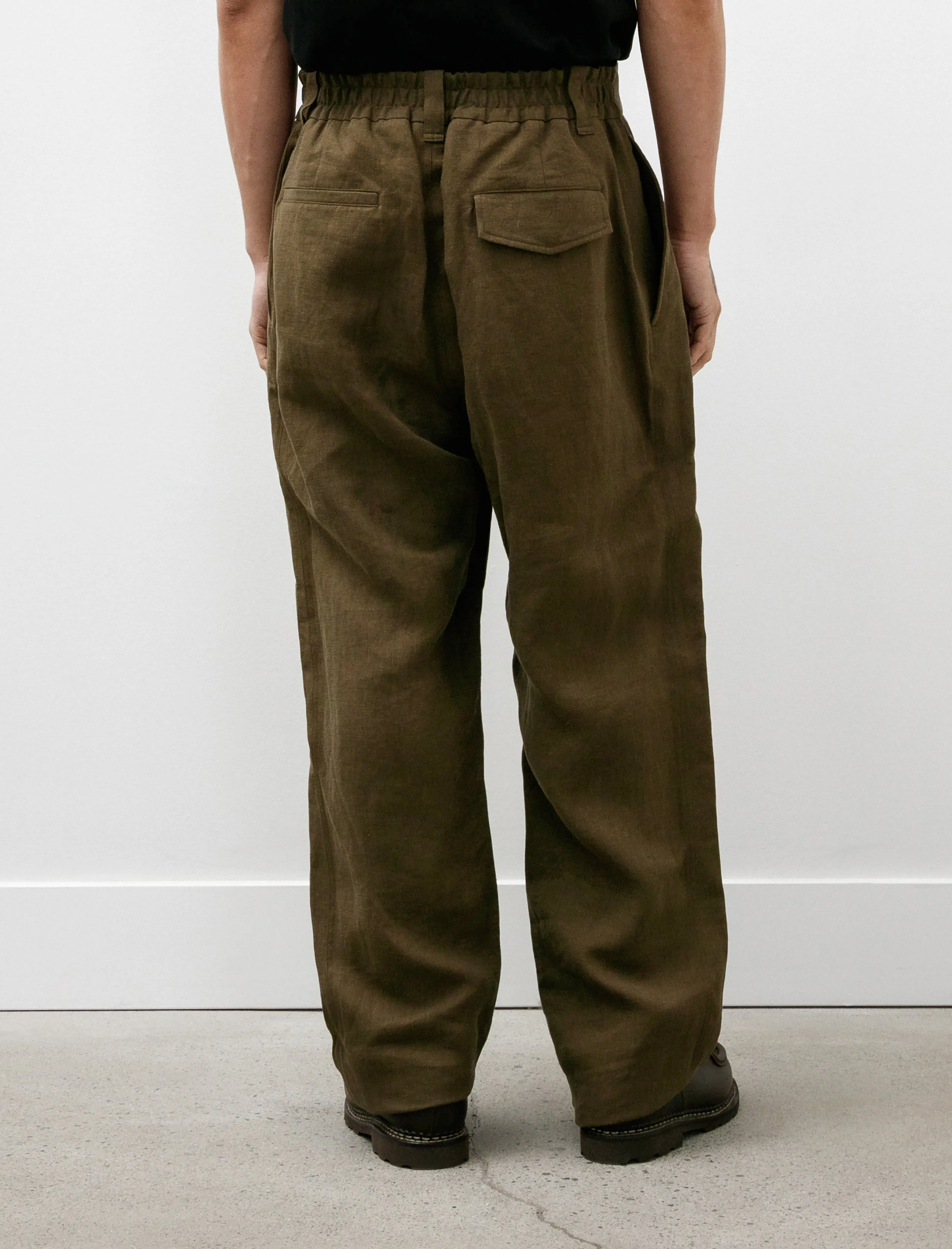 Relaxed Trousers Compact Linen Twill Kelp
