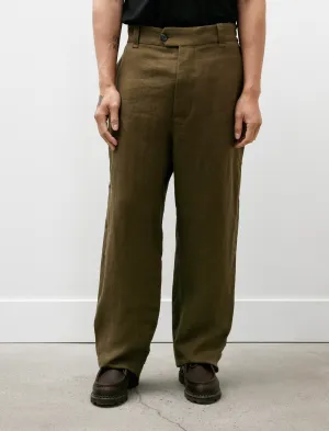 Relaxed Trousers Compact Linen Twill Kelp