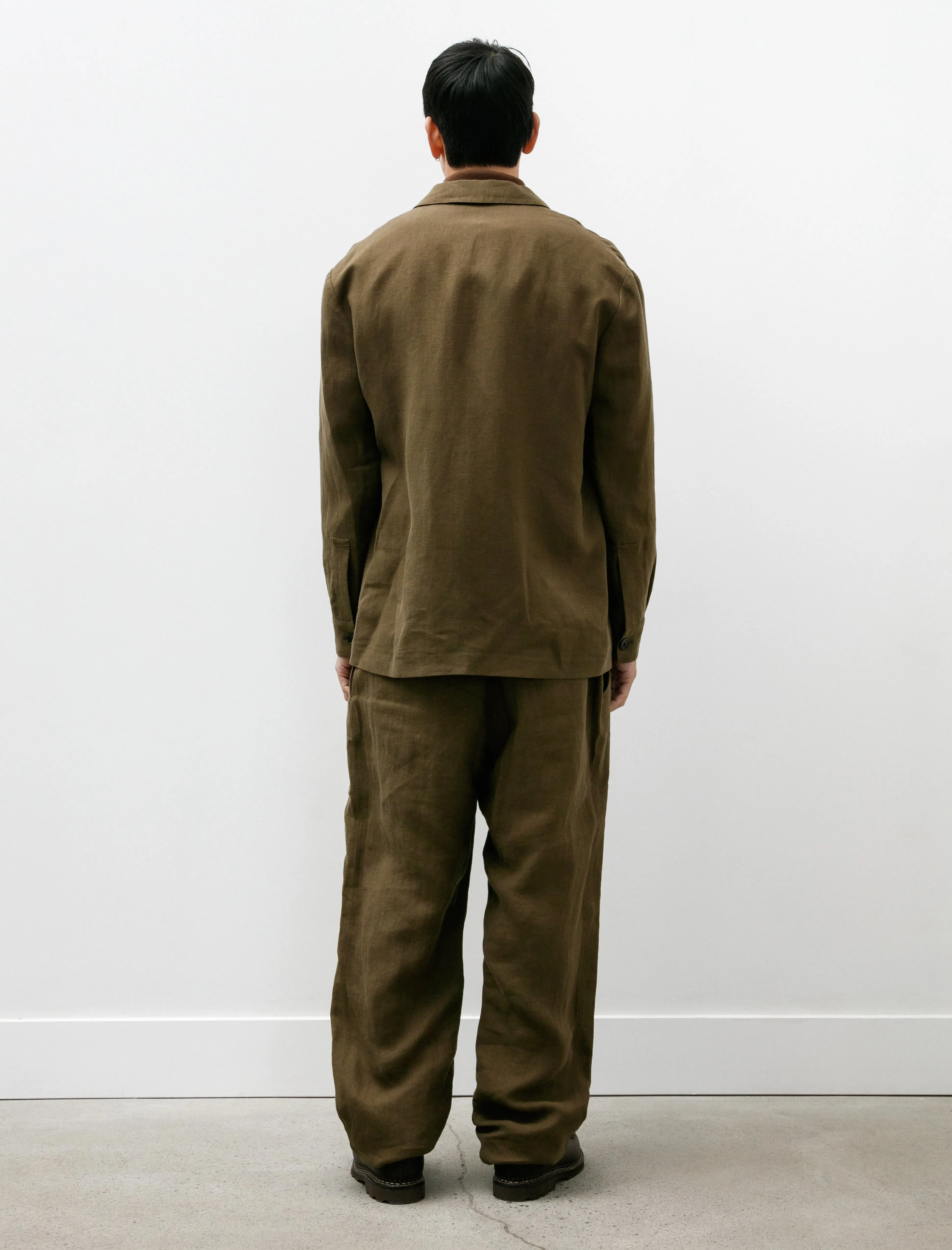 Relaxed Trousers Compact Linen Twill Kelp