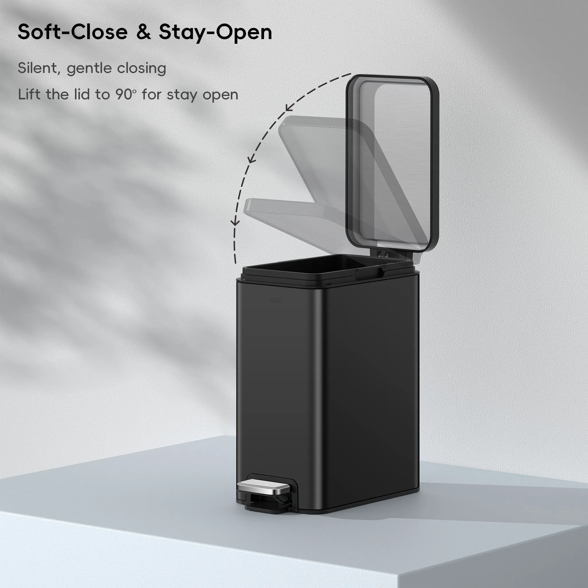 Stella 10 L/2.6 Gal Small Bathroom Step Trash Can - Matte Black