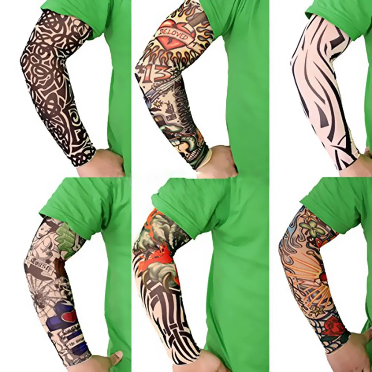 Temporary Tattoo Arm Sunscreen Sleeves (6 pcs Set )