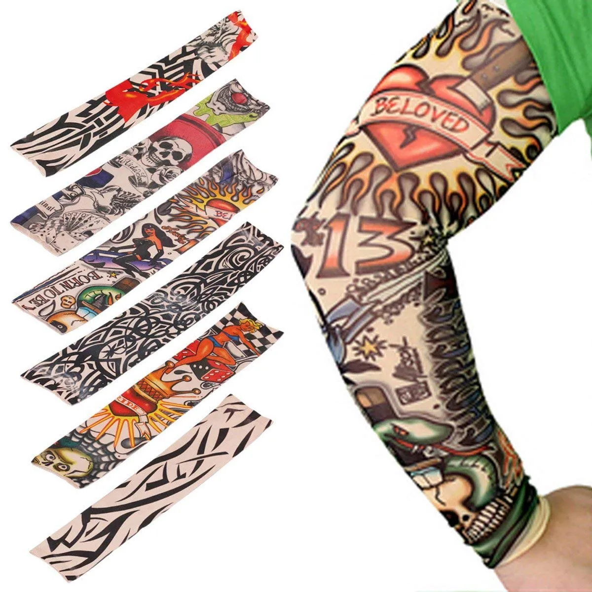 Temporary Tattoo Arm Sunscreen Sleeves (6 pcs Set )